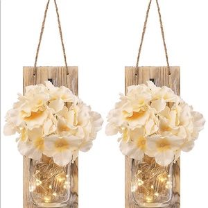Rustic Mason Jar Sconces for Home Decor (Set of 2)